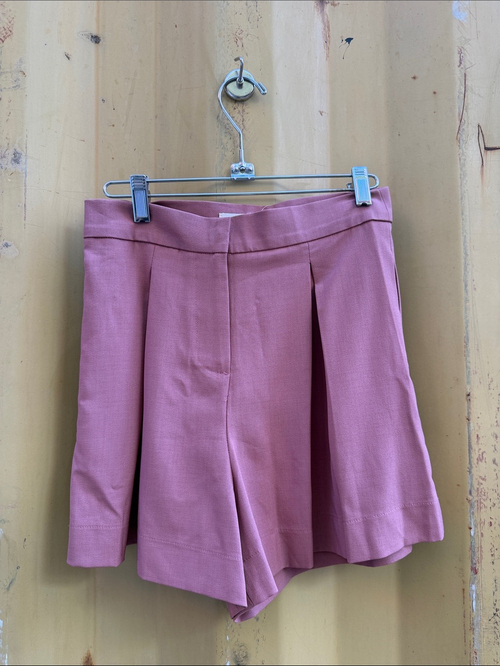 Women's Pink Pleated Skirt-Style Shorts